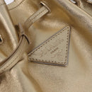 PRADA Tote Bag Leather Gold Silver Auth 207552A-19