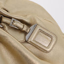 PRADA Tote Bag Leather Gold Silver Auth 207552A-20