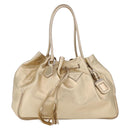 PRADA Tote Bag Leather Gold Silver Auth 207552A-1