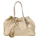PRADA Tote Bag Leather Gold Silver Auth 207552A-13