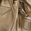 PRADA Tote Bag Leather Gold Silver Auth 207552A-22
