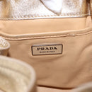 PRADA Tote Bag Leather Gold Silver Auth 207552A-25