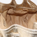 PRADA Tote Bag Leather Gold Silver Auth 207552A-26