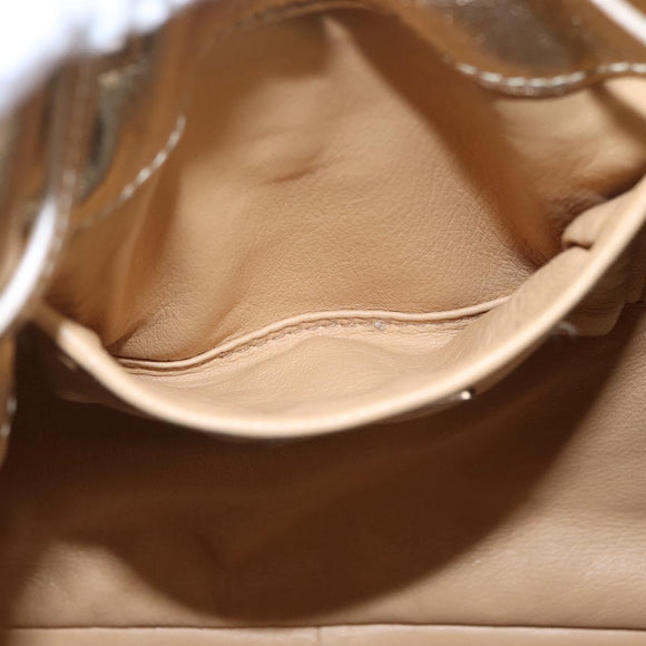 PRADA Tote Bag Leather Gold Silver Auth 207552A