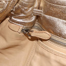 PRADA Tote Bag Leather Gold Silver Auth 207552A-29
