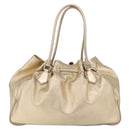 PRADA Tote Bag Leather Gold Silver Auth 207552A-2