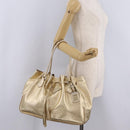 PRADA Tote Bag Leather Gold Silver Auth 207552A-31