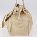 PRADA Tote Bag Leather Gold Silver Auth 207552A-4