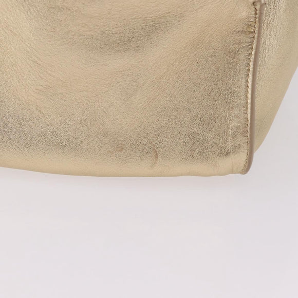 PRADA Tote Bag Leather Gold Silver Auth 207552A