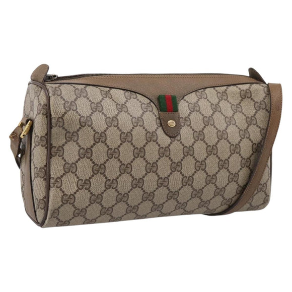 GUCCI GG Supreme Web Sherry Line Shoulder Bag PVC Beige 89 02 017 Auth 207553
