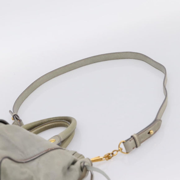 Miu Miu Vitellolux Hand Bag Leather 2way Gray Gold Tone Auth 207557V