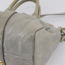 Miu Miu Vitellolux Hand Bag Leather 2way Gray Gold Tone Auth 207557V-17