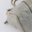 Miu Miu Vitellolux Hand Bag Leather 2way Gray Gold Tone Auth 207557V-18