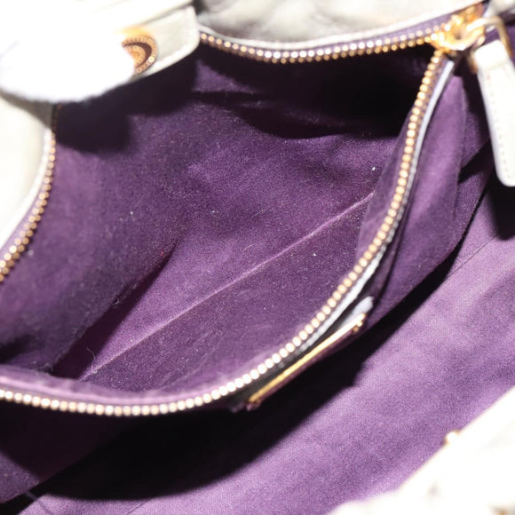 Miu Miu Vitellolux Hand Bag Leather 2way Gray Gold Tone Auth 207557V