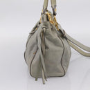 Miu Miu Vitellolux Hand Bag Leather 2way Gray Gold Tone Auth 207557V-3