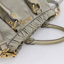 Miu Miu Vitellolux Hand Bag Leather 2way Gray Gold Tone Auth 207557V-6