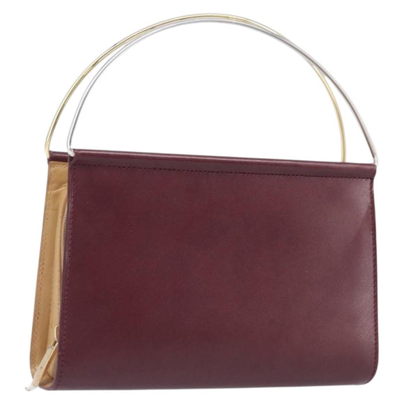 Cartier Trinity Hand Pouch Leather Bordeaux Gold Tone Auth 207560V