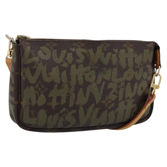LOUIS VUITTON Monogram Graffiti Pochette Accessoires Khaki M92191 Auth 207561A