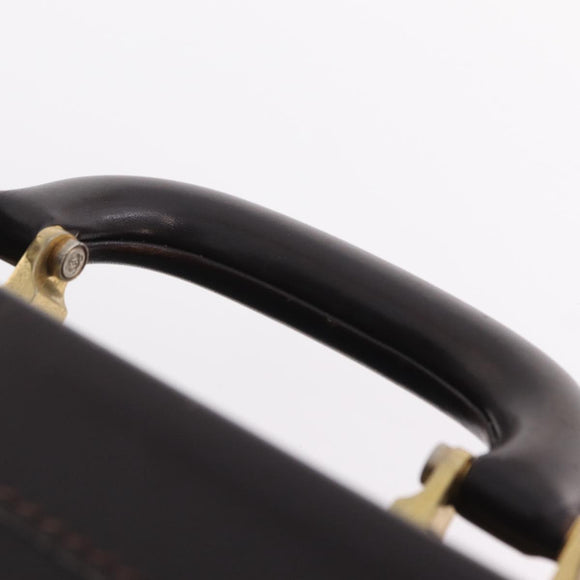 LOEWE Trunk Leather Dark Brown Gold Tone Auth 207565A