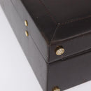 LOEWE Trunk Leather Dark Brown Gold Tone Auth 207565A-15