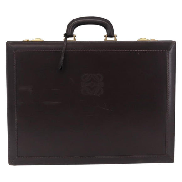 LOEWE Trunk Leather Dark Brown Gold Tone Auth 207565A