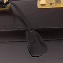 LOEWE Trunk Leather Dark Brown Gold Tone Auth 207565A-22