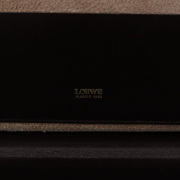 LOEWE Trunk Leather Dark Brown Gold Tone Auth 207565A