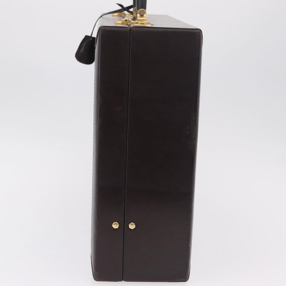 LOEWE Trunk Leather Dark Brown Gold Tone Auth 207565A