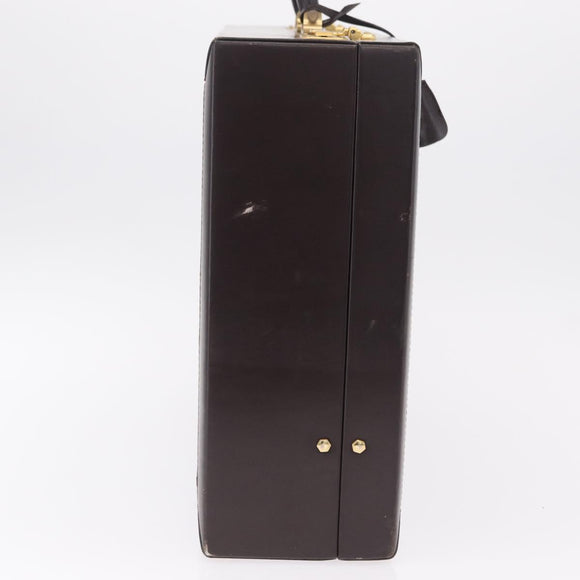 LOEWE Trunk Leather Dark Brown Gold Tone Auth 207565A