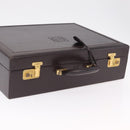 LOEWE Trunk Leather Dark Brown Gold Tone Auth 207565A-9