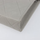 CHANEL Matelasse Mini Pouch Lamb Skin Gray Silver CC Auth 207566A-14