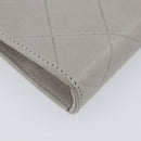 CHANEL Matelasse Mini Pouch Lamb Skin Gray Silver CC Auth 207566A-9