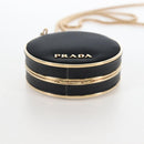 PRADA Neck Pouch Nylon Black Gold Tone Auth 207568M-10