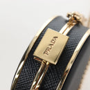 PRADA Neck Pouch Nylon Black Gold Tone Auth 207568M-16