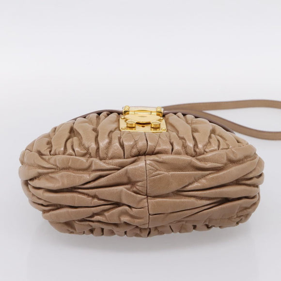 Miu Miu Vitellolux Matelasse Hand Bag Leather 2way Pink Gold Tone Auth 207573V