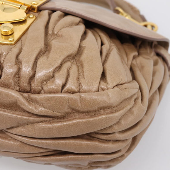 Miu Miu Vitellolux Matelasse Hand Bag Leather 2way Pink Gold Tone Auth 207573V