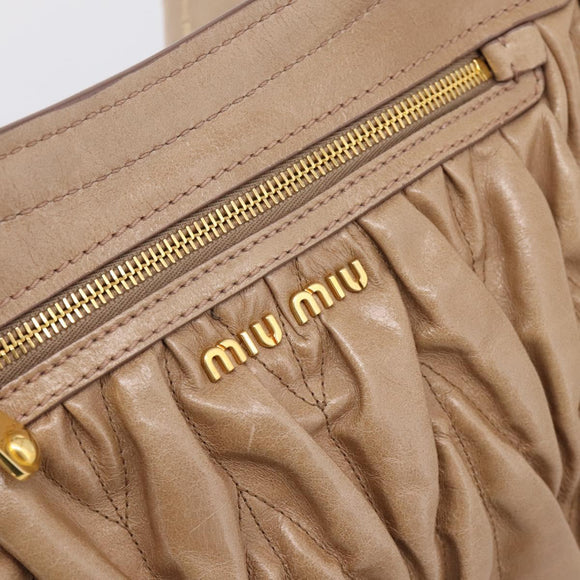 Miu Miu Vitellolux Matelasse Hand Bag Leather 2way Pink Gold Tone Auth 207573V