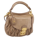 Miu Miu Vitellolux Matelasse Hand Bag Leather 2way Pink Gold Tone Auth 207573V-1
