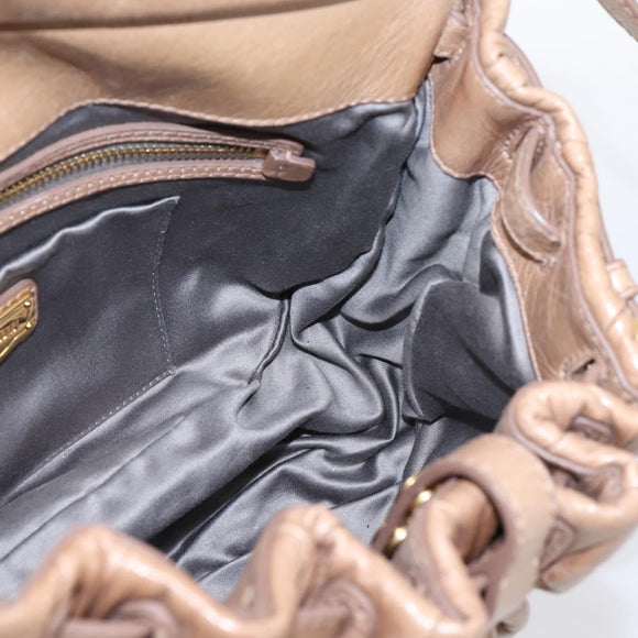 Miu Miu Vitellolux Matelasse Hand Bag Leather 2way Pink Gold Tone Auth 207573V