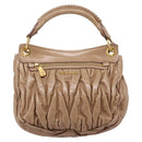Miu Miu Vitellolux Matelasse Hand Bag Leather 2way Pink Gold Tone Auth 207573V-2