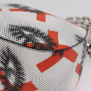 PRADA Chain Shoulder Bag Leather White Silver Auth 207574M-11