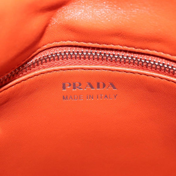 PRADA Chain Shoulder Bag Leather White Silver Auth 207574M