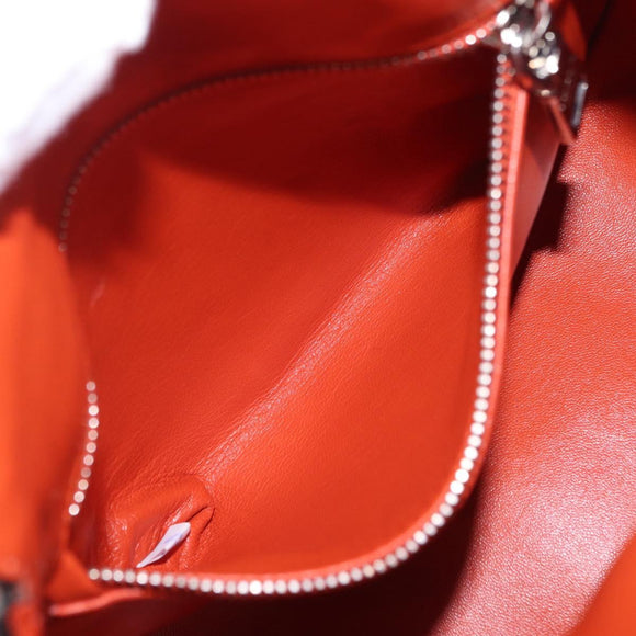 PRADA Chain Shoulder Bag Leather White Silver Auth 207574M