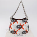 PRADA Chain Shoulder Bag Leather White Silver Auth 207574M-25