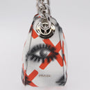 PRADA Chain Shoulder Bag Leather White Silver Auth 207574M-5
