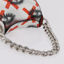 PRADA Chain Shoulder Bag Leather White Silver Auth 207574M-7