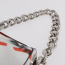 PRADA Chain Shoulder Bag Leather White Silver Auth 207574M-8