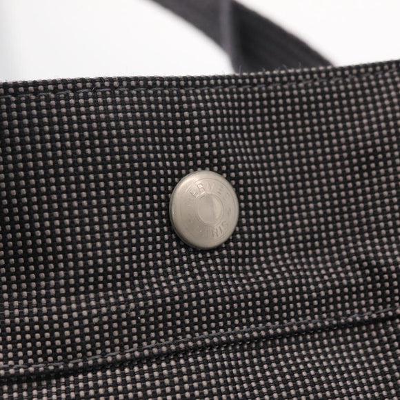 HERMES Her Line MM Hand Bag Canvas Gray Silver Auth 207576A