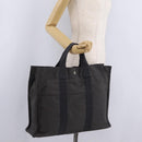 HERMES Her Line MM Hand Bag Canvas Gray Silver Auth 207576A-21