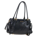 Miu Miu Tote Bag Vitellolux 2way Black Gold Auth 207580V-1